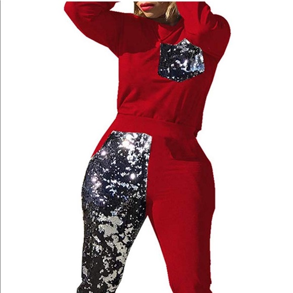 Patchwork Sequin 2 Piece Outfits Bodycon Long - Picture 3 of 4